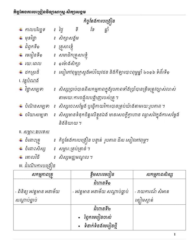 Book cover: កិច្ចតែងការវិទ្យាសាស្ត្រ និងសិក្សាសង្គម ថ្នាក់ទី១ by ក្រសួងអប់រំ យុវជន និងកីឡា