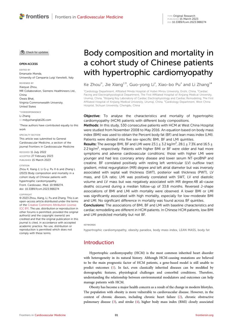 Book cover: Body composition and mortality in a cohort study of Chinese patie by ក្រសួងអប់រំ យុវជន និងកីឡា