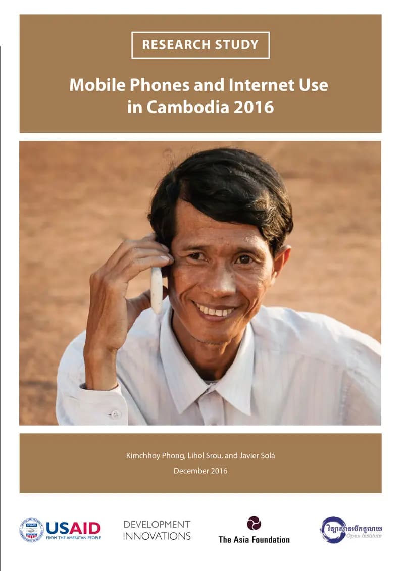 Book cover: Mobile Phones and Internet Use in Cambodia 2016 by នាយកដ្ឋានបច្ចេកវិទ្យាព័ត៌មាន