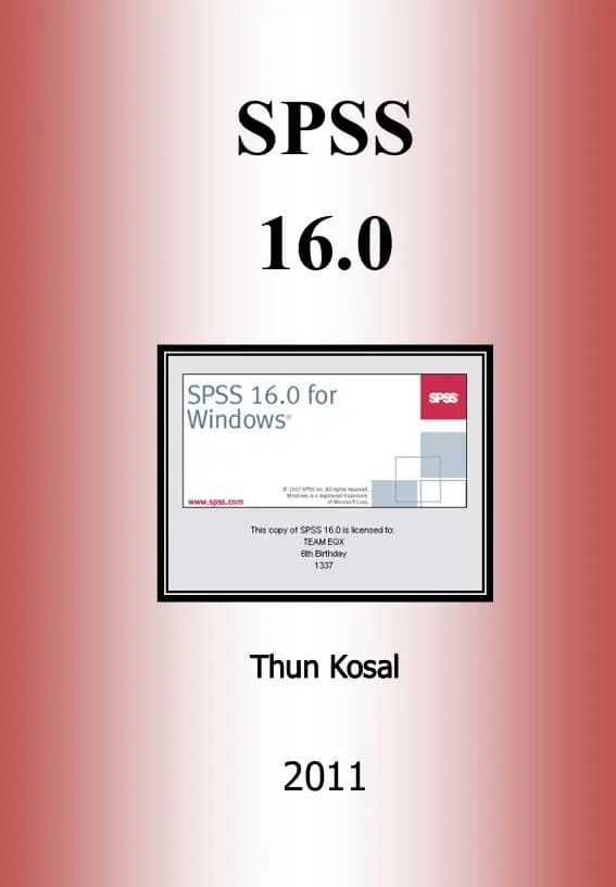 Book cover: ការវិភាគទិន្នន័យតាម SPSS 16.0 by ធន់ កុសល